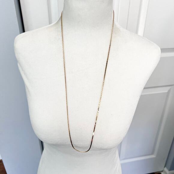 Gold tone long snake chain elegant classic necklace - Picture 1 of 5